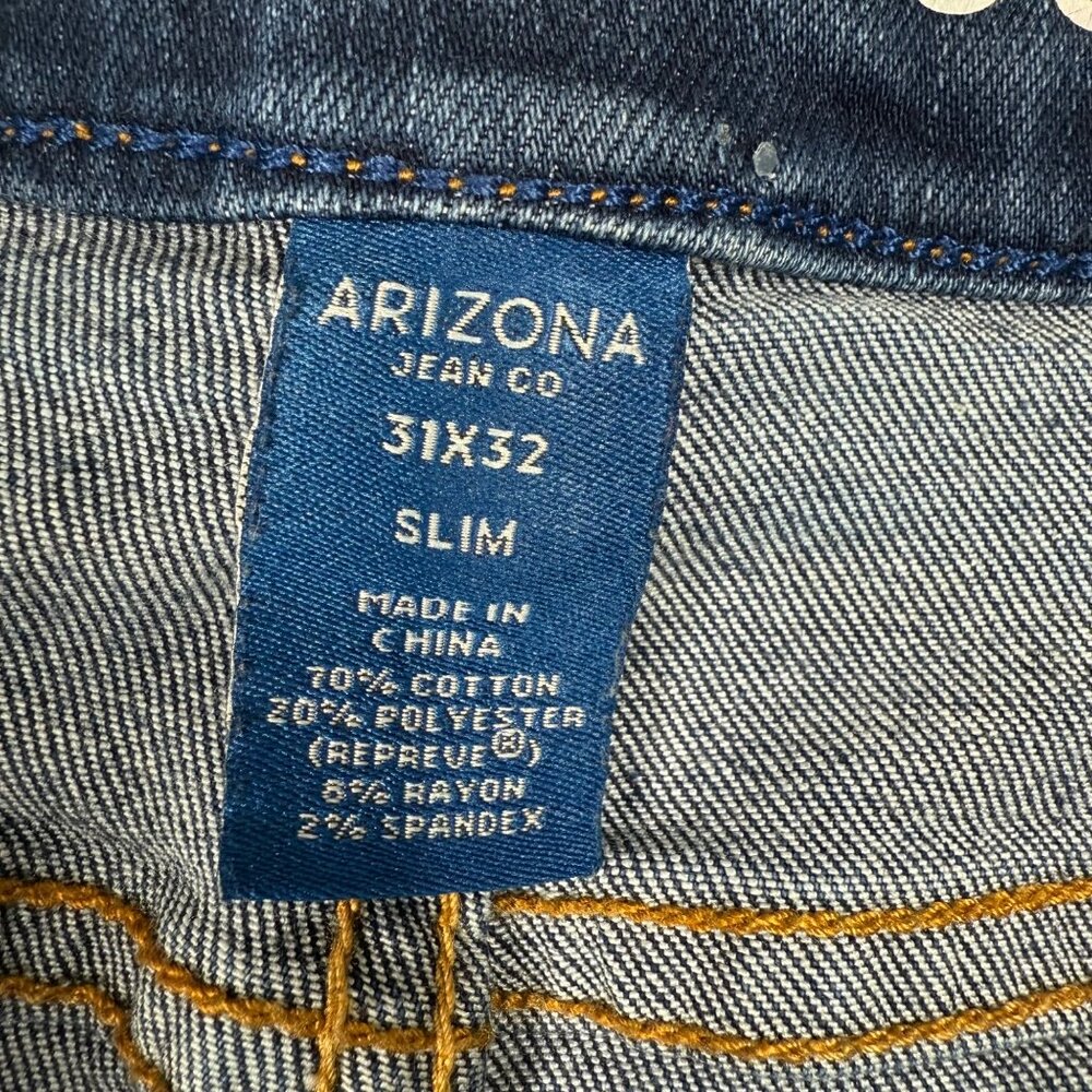 Arizona Jeans Advance Flex 360 Slim Mens Size 31x32 Blue Distressed Jeans - Picture 4 of 11